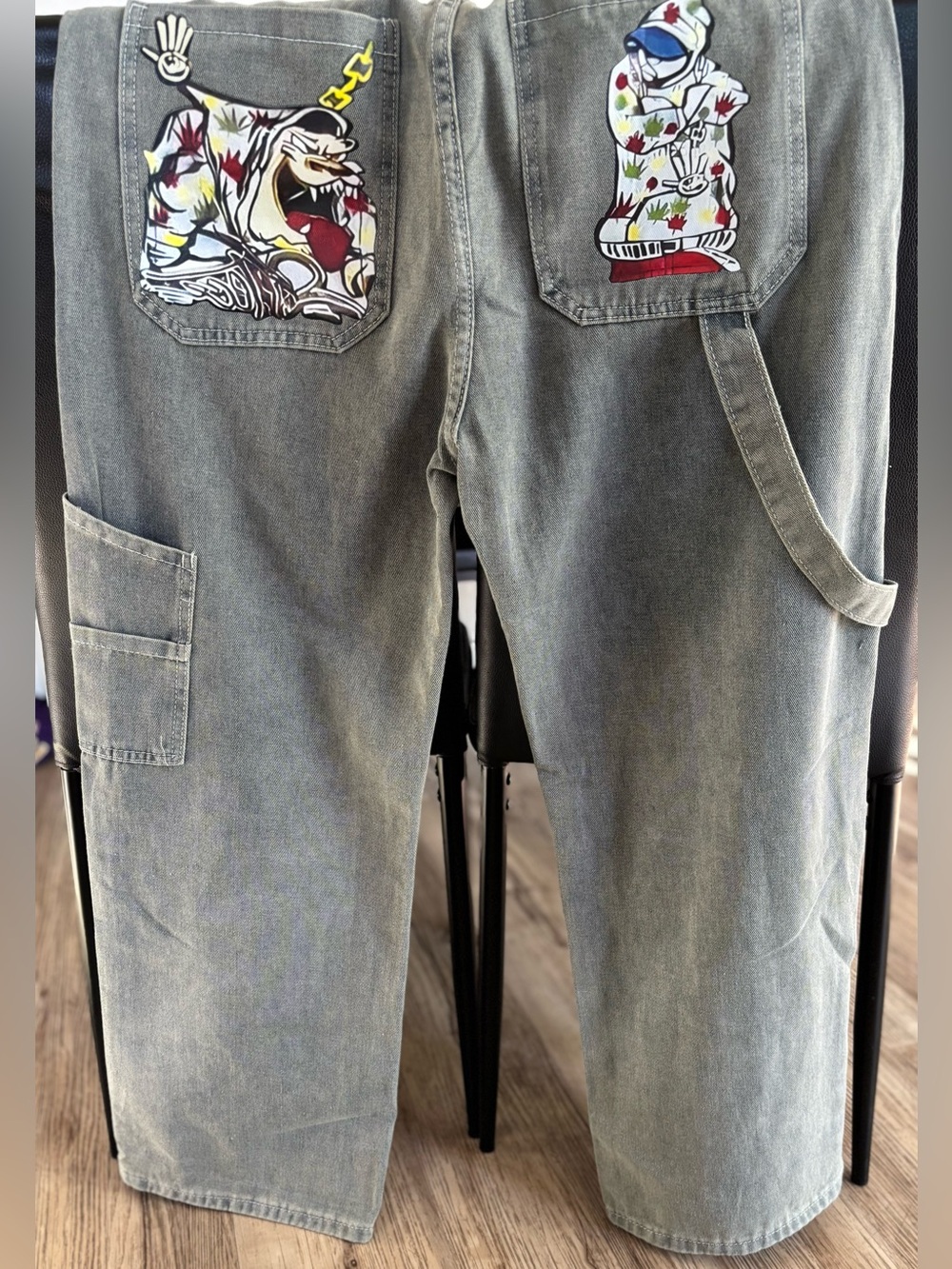 American Hip Hop Retro Gothic Print Jeans for Women